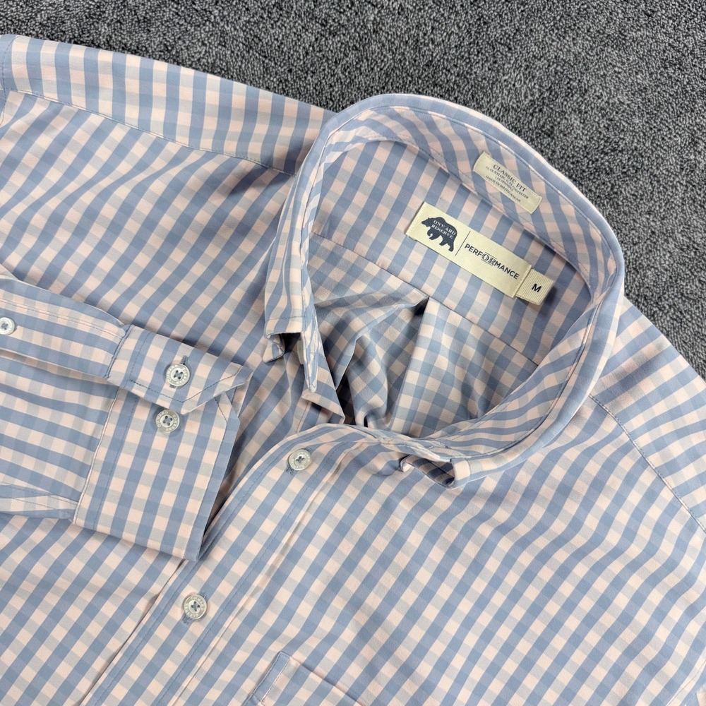 Onward Reserve Performance Gingham Shirt Mens Medium Blue Pink Classic Fit